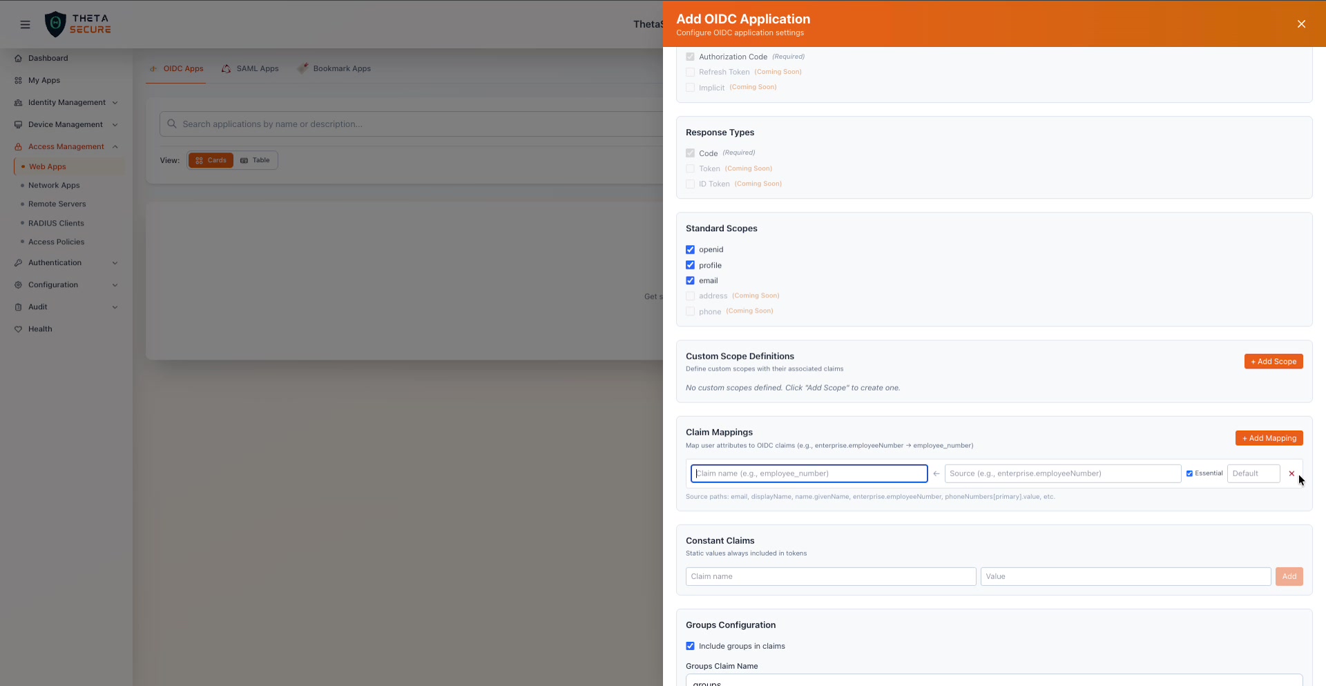 Claim Mappings with Add Mapping form