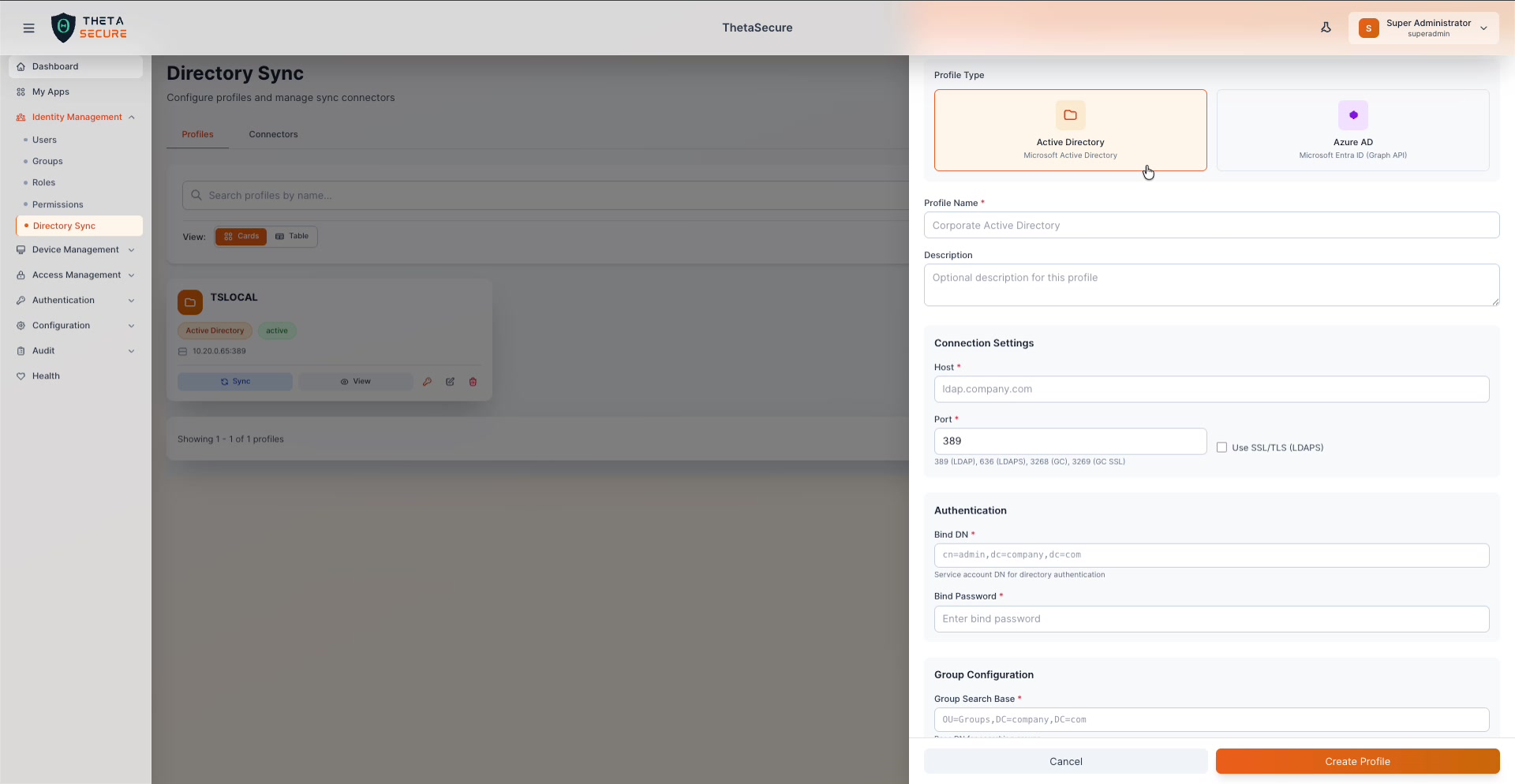Add Profile - Active Directory