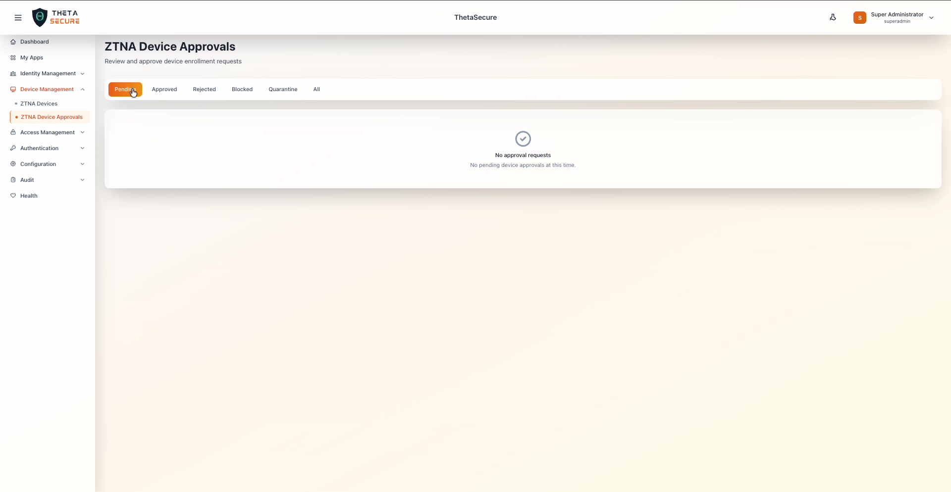 Pending tab with no requests