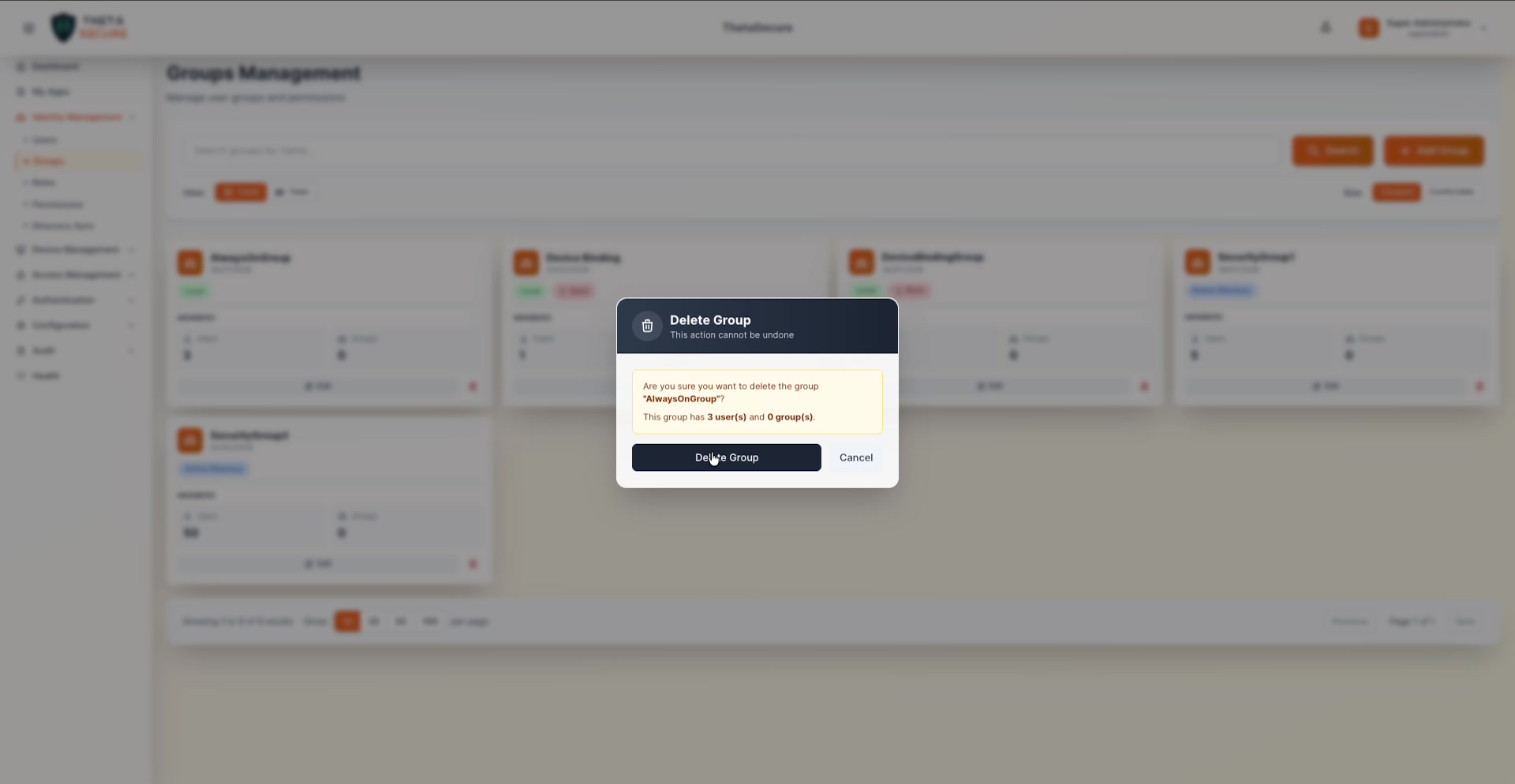 Delete Group Confirmation