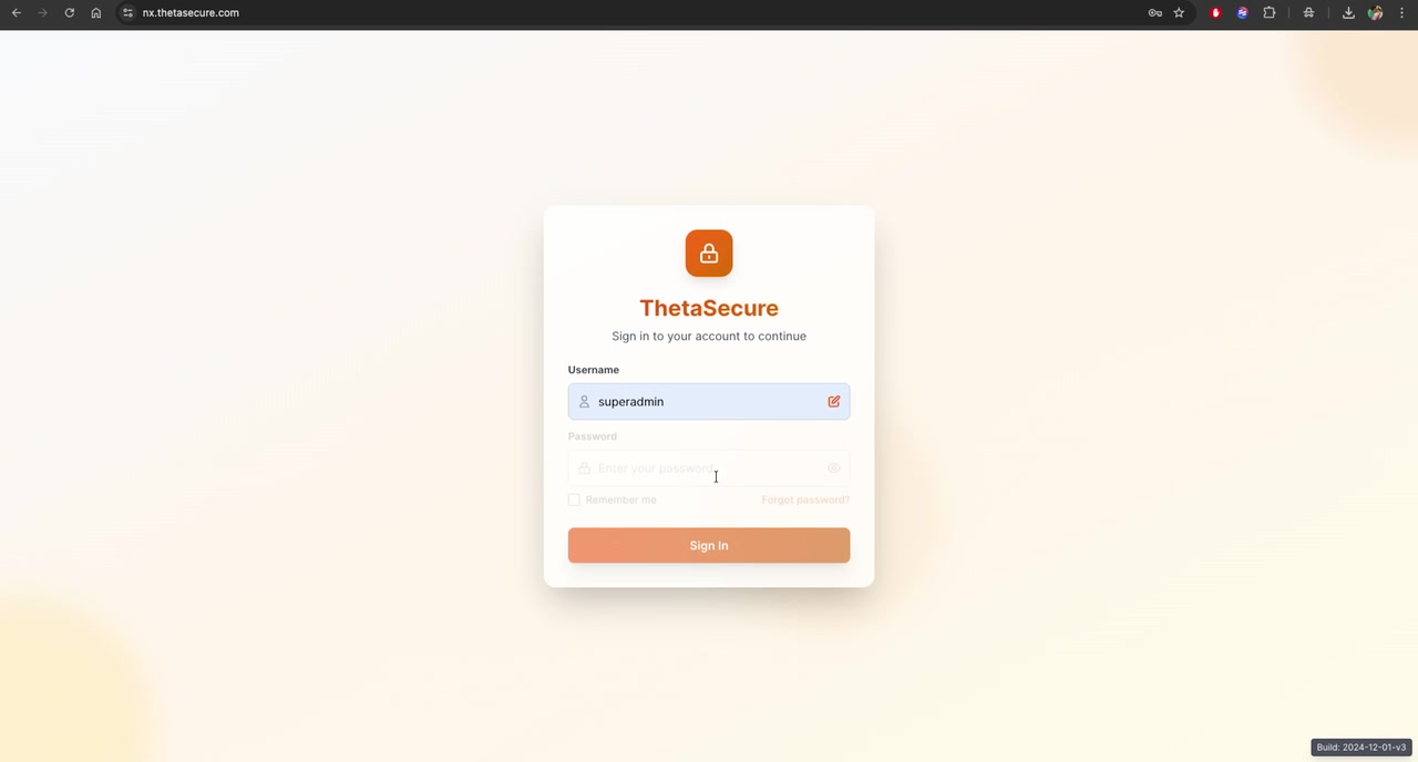 ThetaSecure Login Page