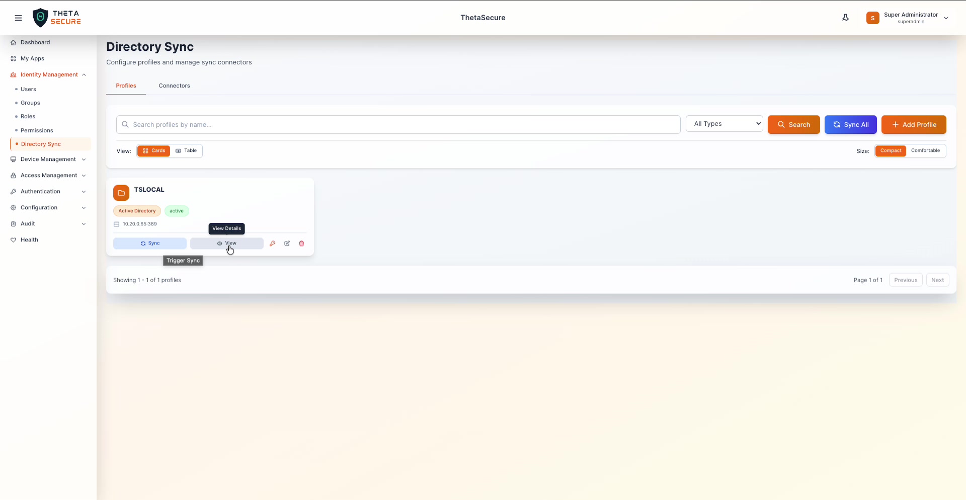 Profile Card Actions
